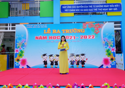 Tường mầm non Hoa Mai tổ chức lễ ra trường cho các cháu Khối Lá năm học 2021- 2022