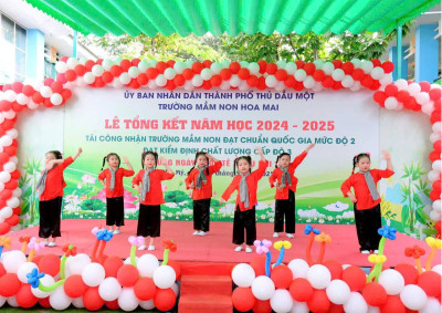 Trường mầm non Hoa mai long trọng tổ chức lễ tổng kết năm học 2024-2025 và tái công nhận trường đạt chuẩn quốc gia mức độ 2, kiểm định chất lượng giáo dục cấp độ 3