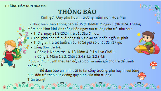 THÔNG BÁO TỰU TRƯỜNG